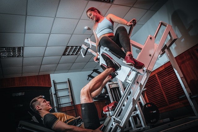 man, woman, workout